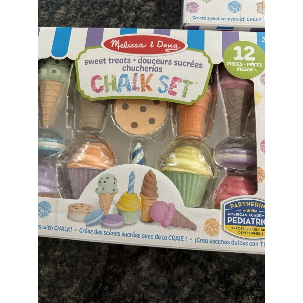 Melissa & Doug Ice Cream Shop Multi-Color Chalk and Holders 33-Pc Play Set‎ NEW